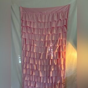Hillcrest Kids baby pink ruffled window curtain single panel 81 X 39 Shabby Chic